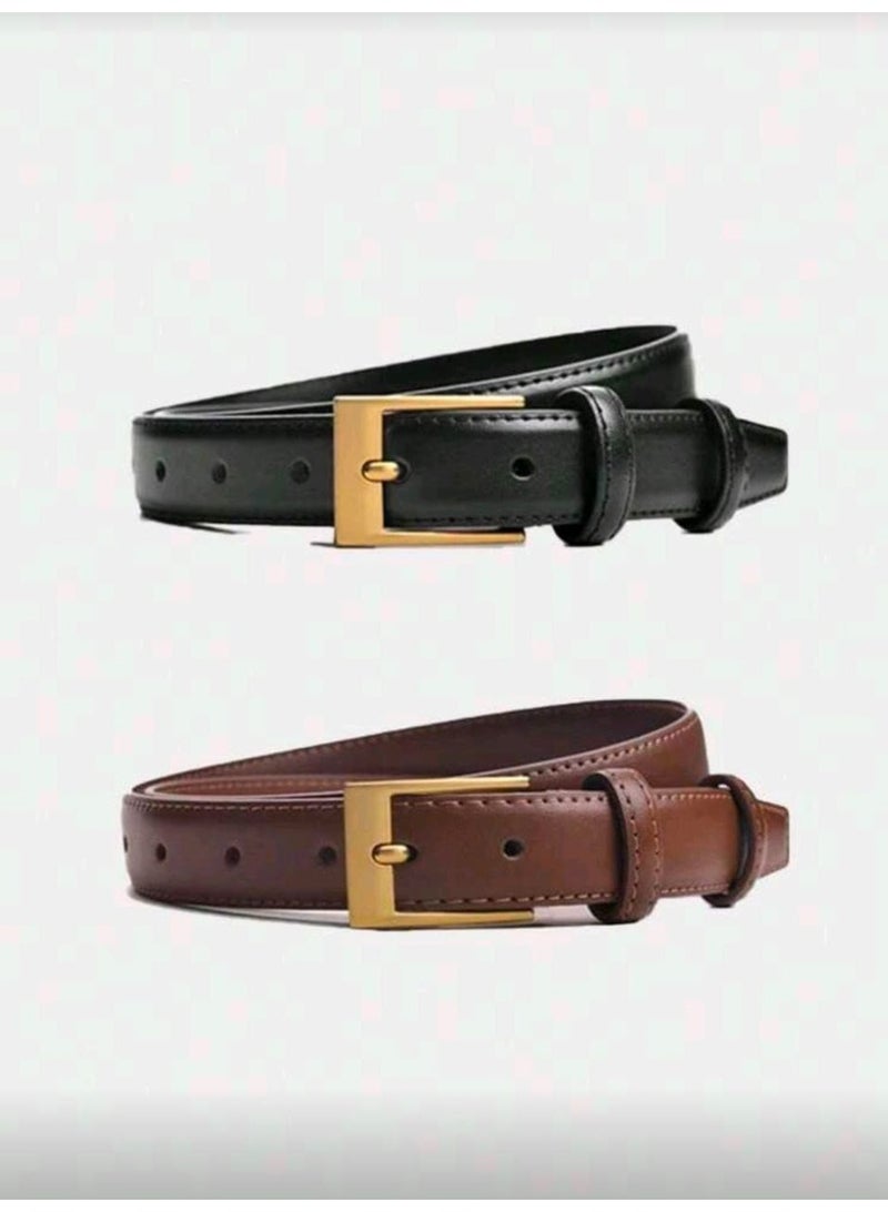 SHEIN-2pcs Versatile Decorative Women's Belt, Elegant & Fashionable For Women To Wear With Jeans, Casual Pants, Suits And Dresses - Image 5